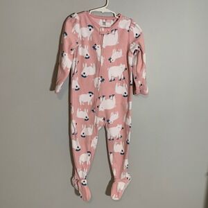 5/$25 Just One You Carter's Pink Polar Bear Fleece Footed Pajamas Sleepers 3T